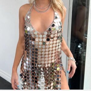 NWT 12th Tribe festival silver disco dress